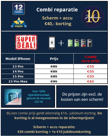 SUPERDEAL - iPhone scherm + batterij