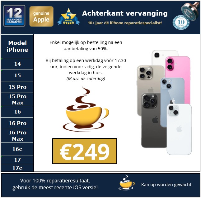 Originele nieuwe Apple afneembare achterkant vanaf de iPhone 14 -30minutes-repair - 10+ jaar iPhone reparatiespecialist