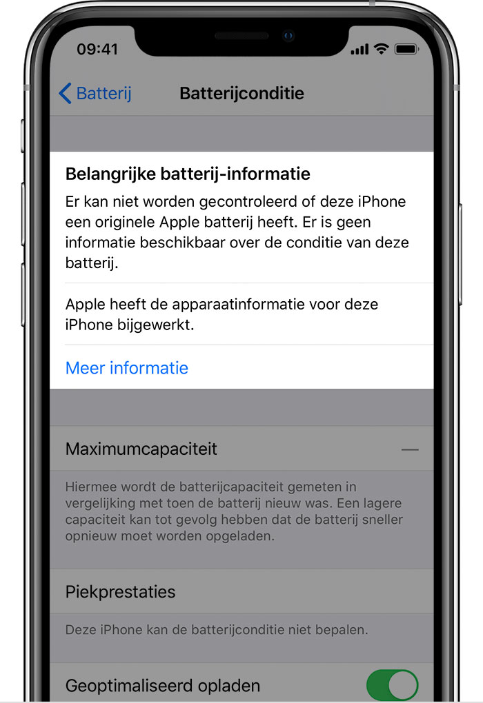 iPhone accu waarschuwing