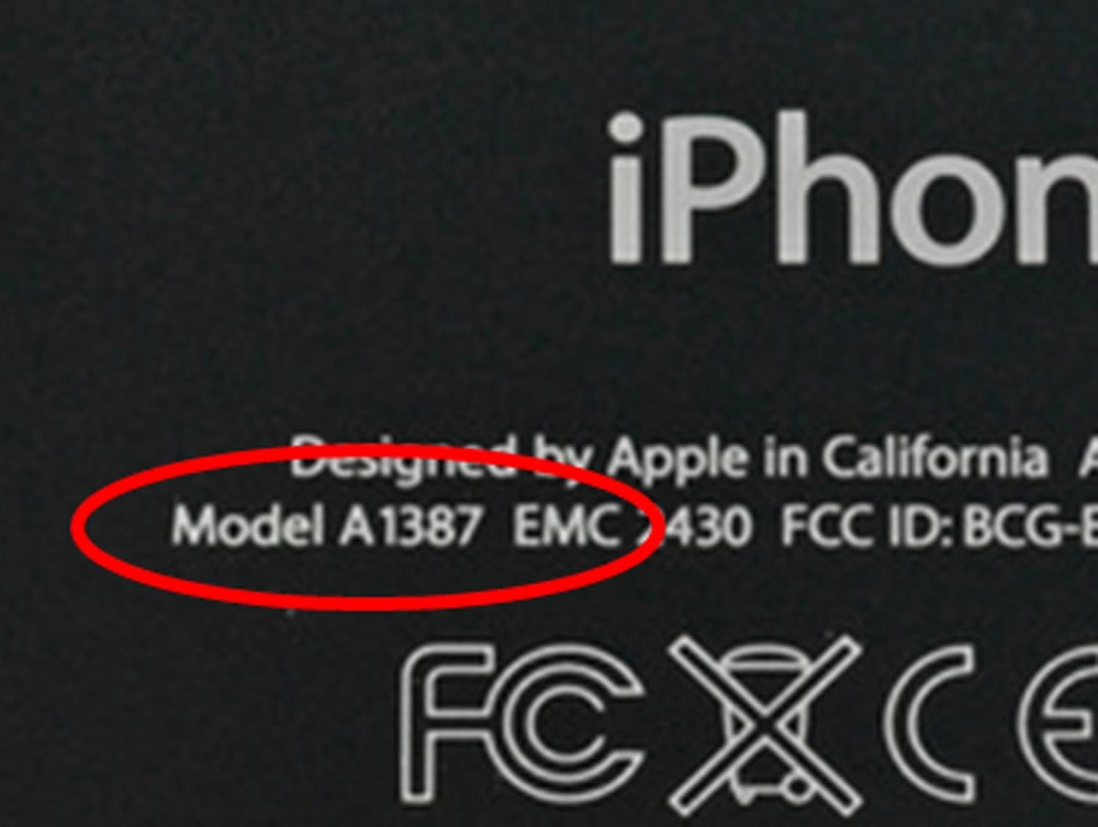 iPhone modelnummer op de achterkant